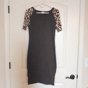 LuLaRoe Julia Dress Cheetah Print and Gray